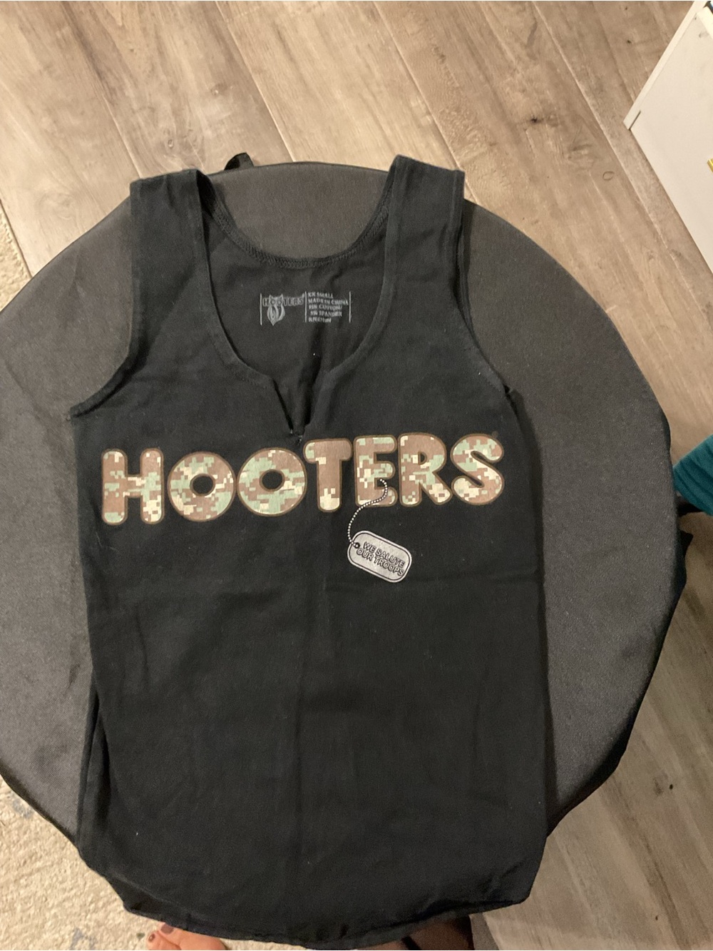 Hooters Black Tank with Camo-Print Logo